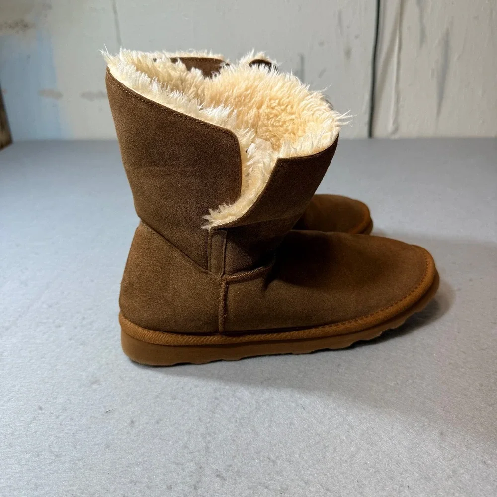 Time and Tru Women's Brown Faux‎ Suede Sherpa Lined Winter Boots Size 9